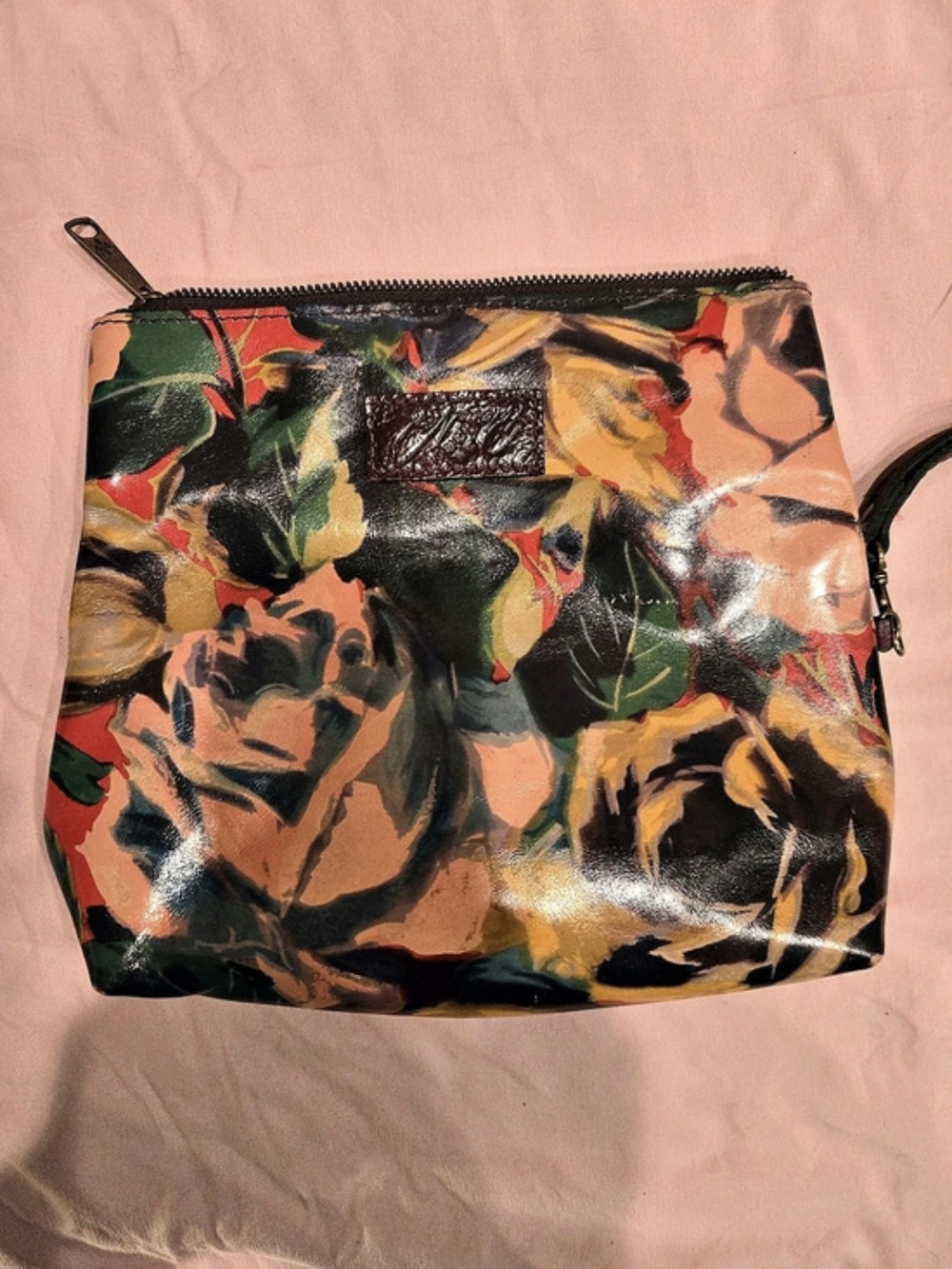 Patricia Nash Floral Foldover Wristlet. Black,Green and Red.Excellent Condition